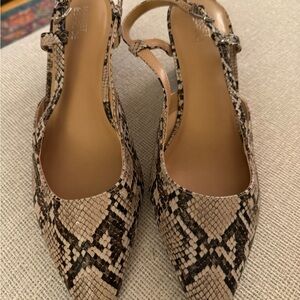 New Market & Spruce Snake Print Slingback Wedges 9.5